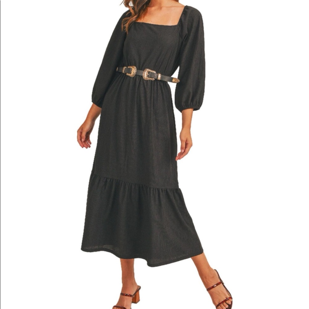 LUSH tiered square neck midi